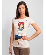 женская футболка удлиненного кроя с рисунком