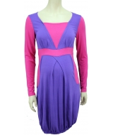 Двухцветное платье с длинным рукавом