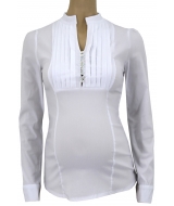 Блузка белая с длинным рукавом и плиссировкой на груди
