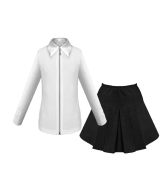 Комплект из чёрной юбки в складочку и белой однотонной блузки