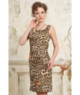 женское платье без рукавов из ткани с леопардовым принтом