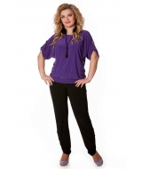 Блузка фиолетовая с коротким рукавом свободного кроя