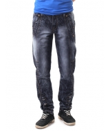 Мужские джинсы с декоративными швами и металлическими застежками на щиколотках