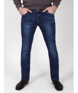 Темно-синие мужские джинсы с потертостями