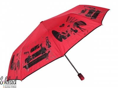 полуавтоматический женский зонт с узором "Силуэты"