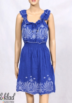 Платье синие с белым рисунком из 100% хлопка