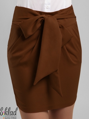 женская юбка карандаш с карманами и бантом спереди
