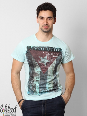 мужская футболка с принтом и надписью "Revolution"