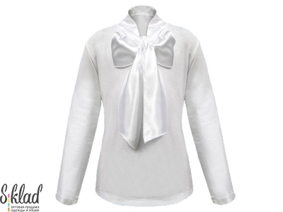 Блуза белая с большим атласным бантом