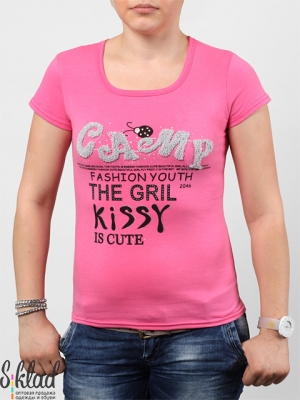 женская футболка с текстовы принтом