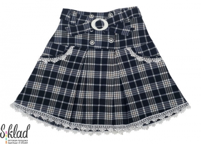 детская юбка "шотландка" с кружевной отделкой