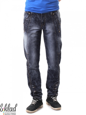 Мужские джинсы с декоративными швами и металлическими застежками на щиколотках