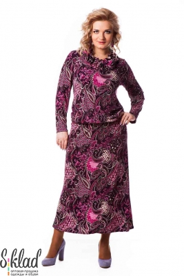 Платье длинное фиолетовое с длинным рукавом 